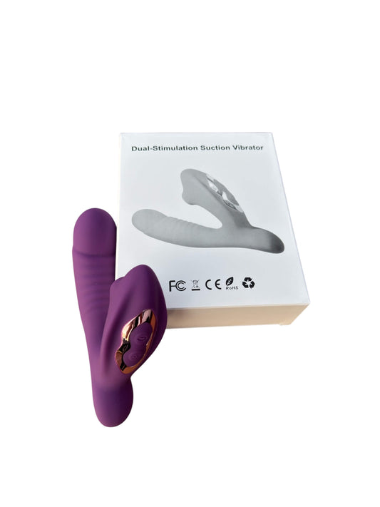 Purple dual-stimulation suction vibrator. Best female luxury sex toys Australia, discreet packaging- BehindClosedDoors. 