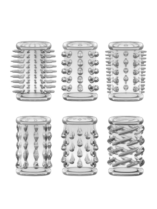 Transparent Textured Penis Sleeves Set