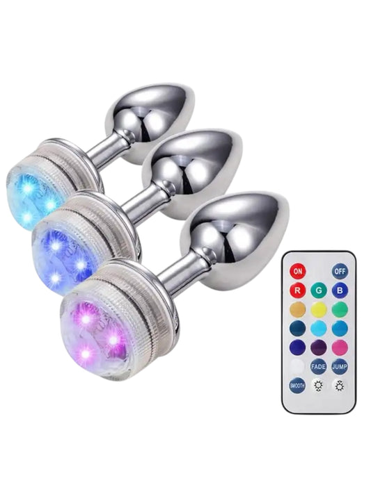 Colourful Remote control Stainless Steel Butt Plugs . Luxury sex toys Australia -  BehindClosedDooors 