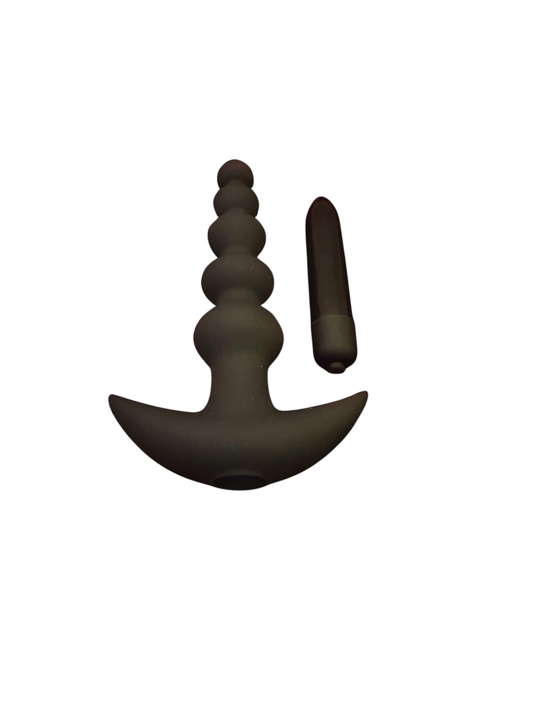 Black soft silicone butt plug with bullet vibrator. Discreet shipping at BehindCLosedDoors.  