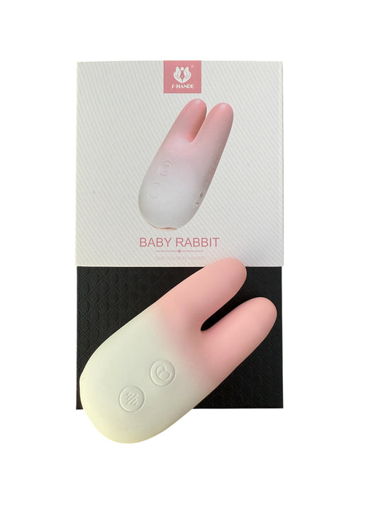 White and pink baby rabbit vibrator. Luxury sex toys Australia, discreet packaging- BehindClosedDoors. 