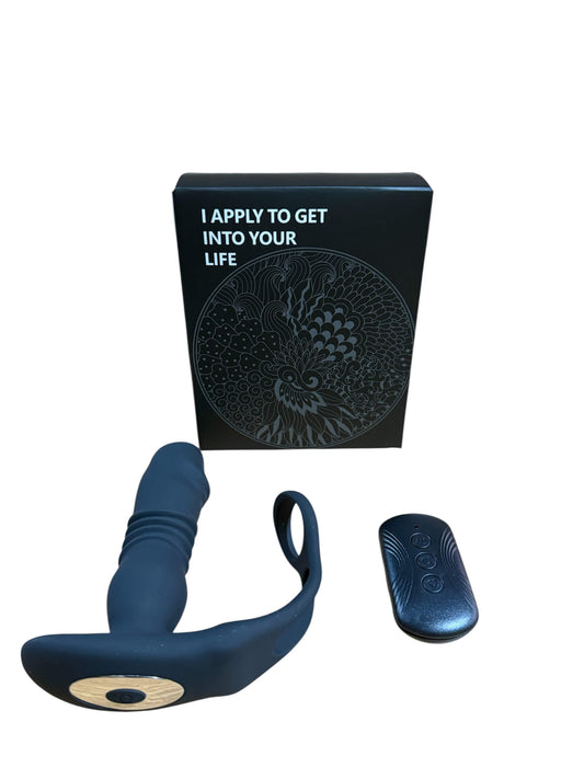 Blue remote controlled anal penis thruster. Male sex toys Australia- BehindClosedDoors. 